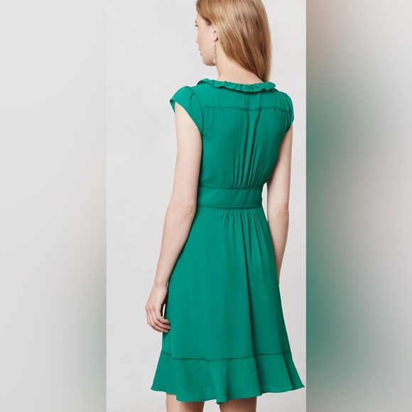 Maeve Green Midi Dress with Ruffle Details - Picture 2 of 13